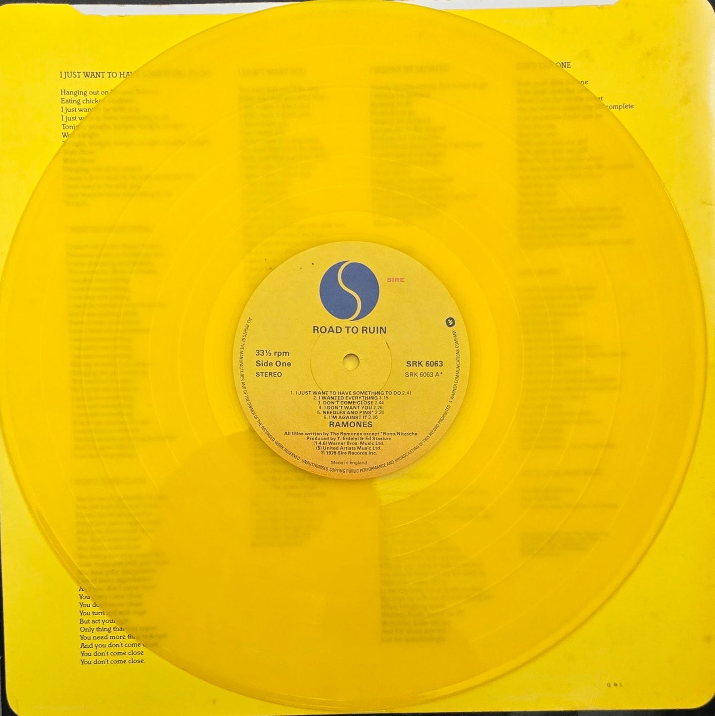 Ramones – Road To Ruin (Yellow Translucent Vinyl Record)